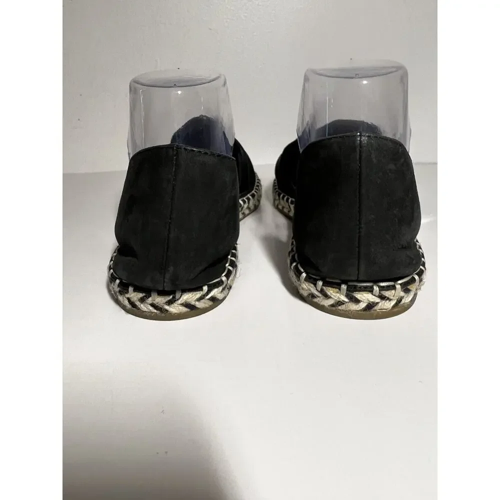 Eileen Fisher EUC Black Lady Tumbled Nubuck Espadrille Sandal Shoe 11 Slip On
